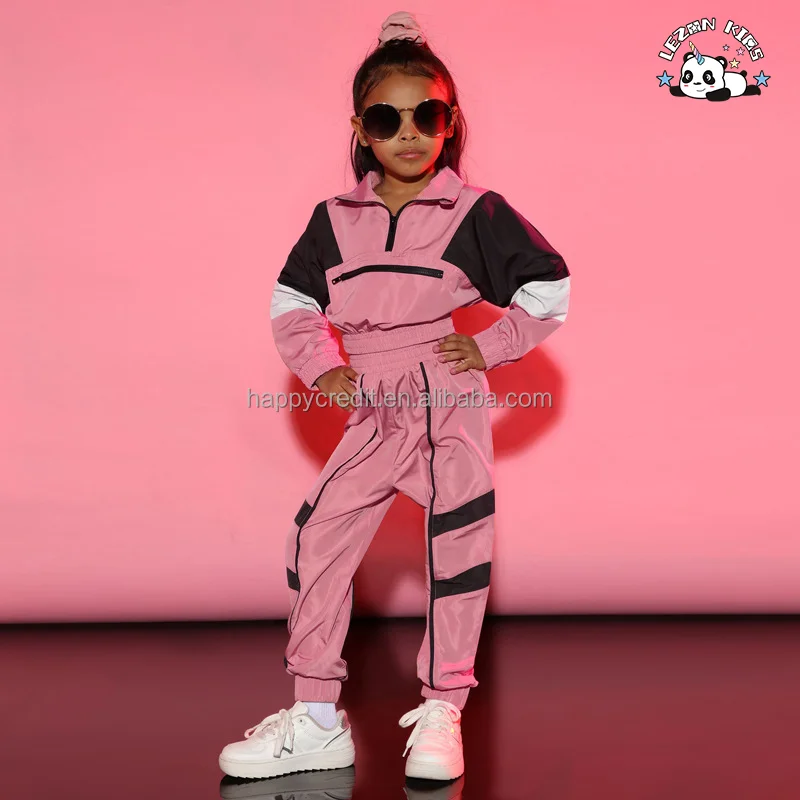 LEZONKIDS - 2024 Spring Stylish Little Girl Fashion Polyester 2 Pcs Color Block Kids Girls Clothing Set